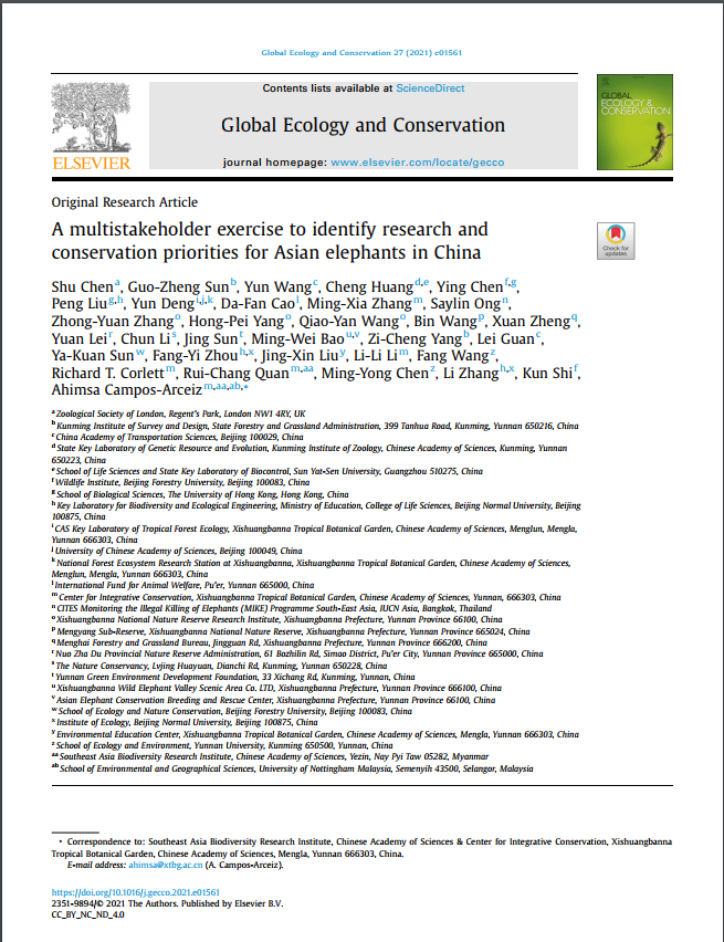 A multistakeholder exercise to identify research and  conservation priorities for Asian elephants in China